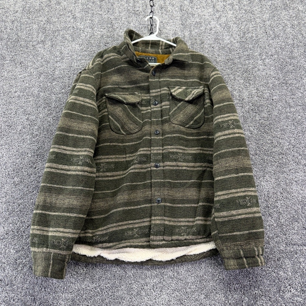 Jachs New York Shirt Jacket Mens XXL Green Striped Sherpa Lined